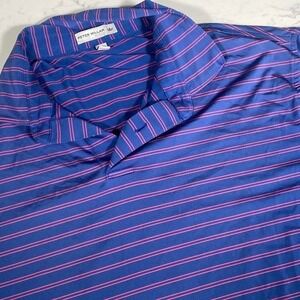 Peter Millar Tour Fit Golf Polo Blue Pink Stripe Imperatore Golf Club Men's M